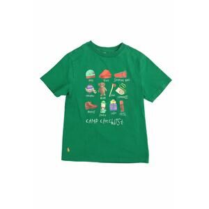 Ralph Lauren Boys Green Camp Checklist Graphic Tee Size 10/12 Pony Logo